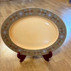 Vintage Sears BIT OF NORWAY Flowers Yellow Center Ironstone Oval Platter